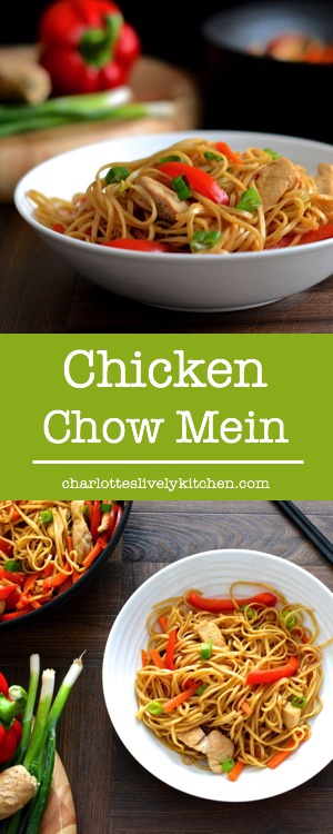 In need of a quick, healthy evening meal? This chicken chow mein recipe is ready in under 25 minutes and is below 400 calories per serving. It also has just under two of your five-a-day fruit and vegetables, so it’s packed full of goodness.
