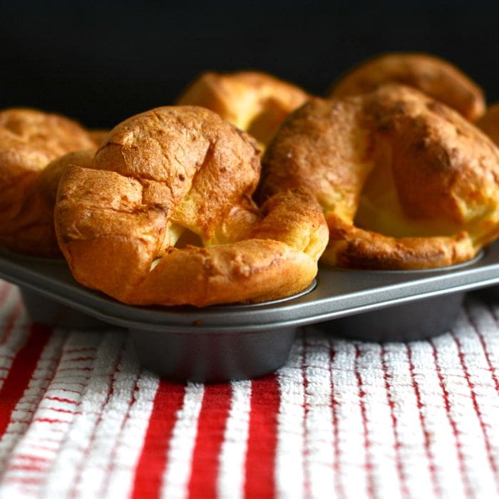 A muffin tin of perfectly wish individual Yorkshire puddings.