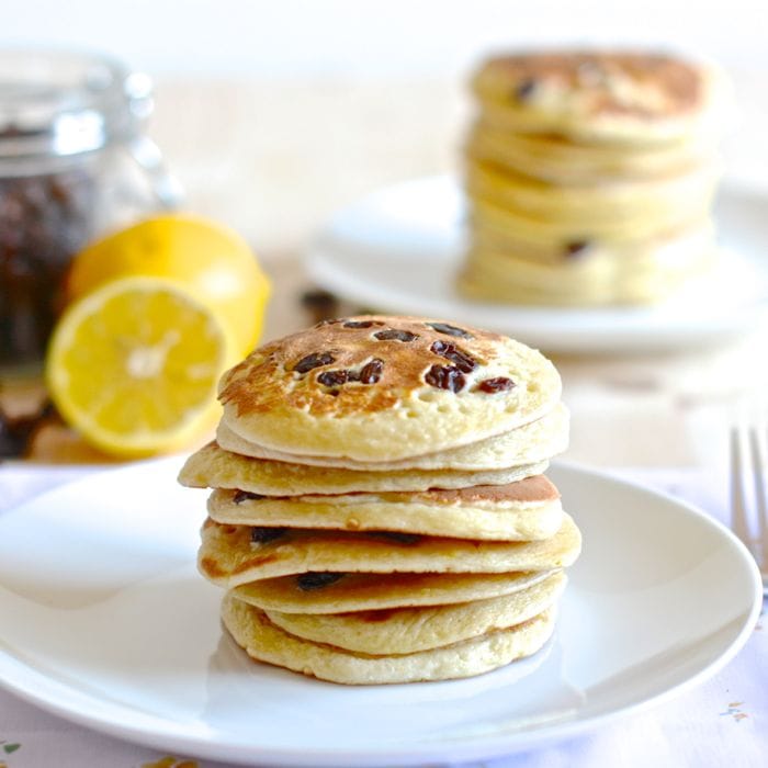 Try a twist on traditional American Pancakes by adding lemon zest and juicy raisins - Delicious.