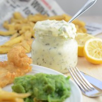 Homemade tartare sauce – the perfect accompaniment to fish, chips and mushy peas, and it’s easy to make too.