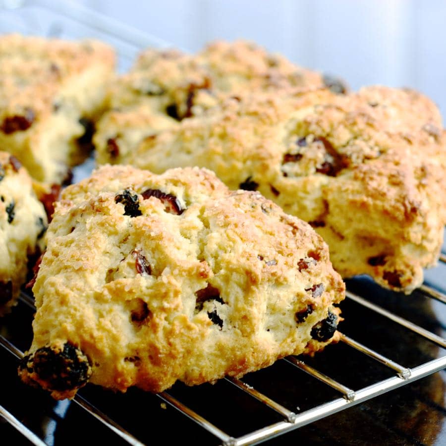 A twist on the traditional fruit scone recipe, jam packed full of dried cranberries, blueberries and cherries.