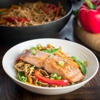 Soy and Sesame Salmon with Noodles