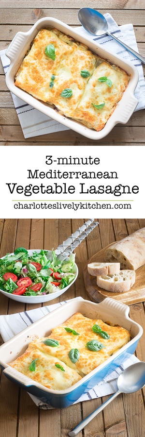 Think you don't have time to cook? This delicious Mediterranean vegetable lasagne is really simply to make and is ready for the oven in just 3 minutes.