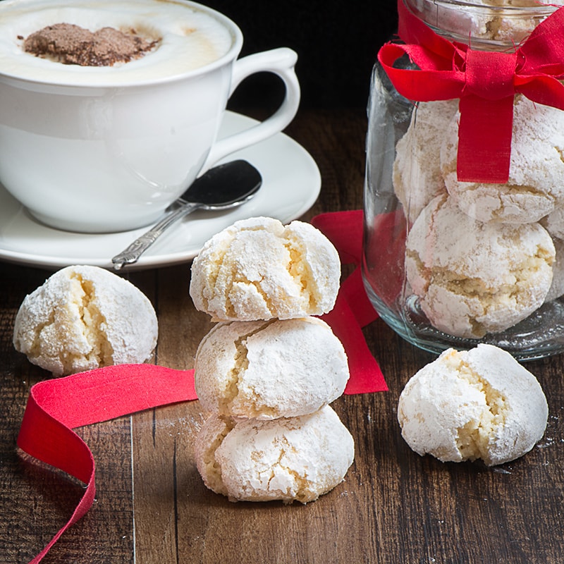 Delicious soft centred Amaretti biscuits. So easy to make, crisp on the outside and chewy in the middle and they're naturally gluten-free too.