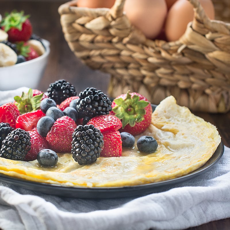 Coconut and Honey Omelette - A delicious sweet omelette, flavoured with coconut oil and a hint of honey. Quick and easy to make - ready in just 5 minutes. Perfect for a healthy breakfast treat.