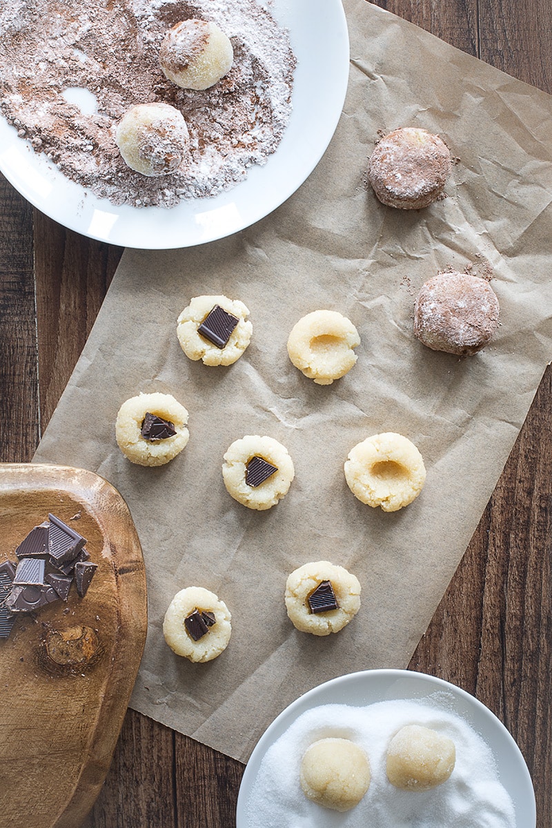 My twist on the traditional soft Amaretti biscuit, with a hidden dark chocolate centre.
