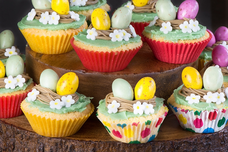 Cute, simple and fun Easter Nest Cupcakes, great for getting your little ones involved in the kitchen this Easter.