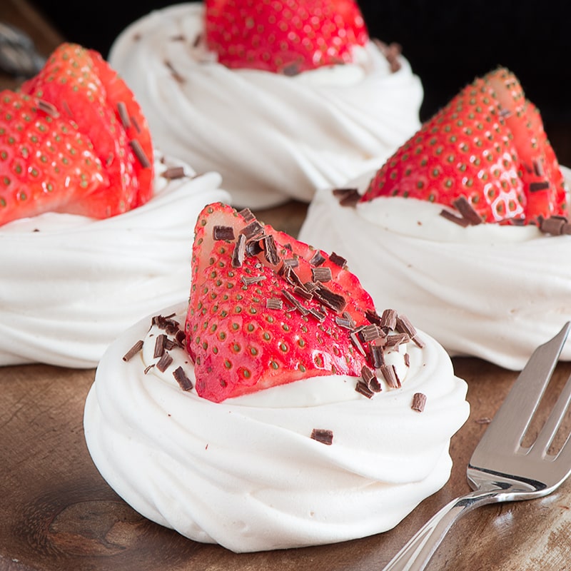 Mini strawberry pavlovas make a beautiful dessert and are quick and easy to make. Even better... they're less that 140 calories each.