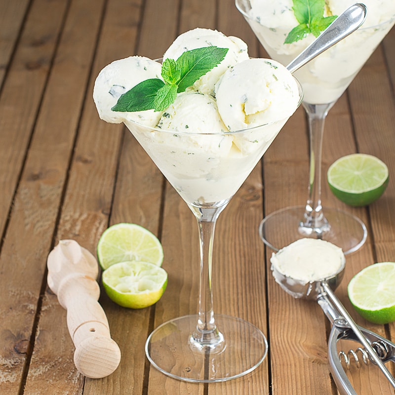 Cool down this summer with this easy to make no-churn mojito ice cream flavoured with lime, mint and plenty of rum.