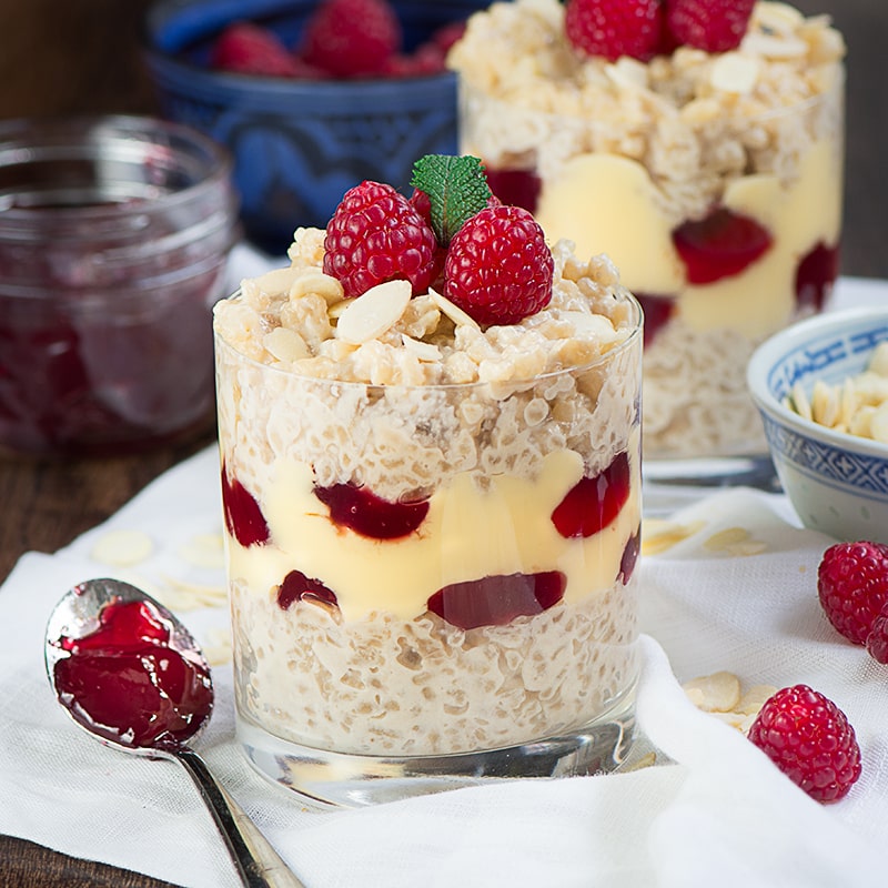  Rice Pudding Trifle - Two of my favourite desserts in one, creamy rice pudding served with custard and raspberry jam... and an unusual secret ingredient!
