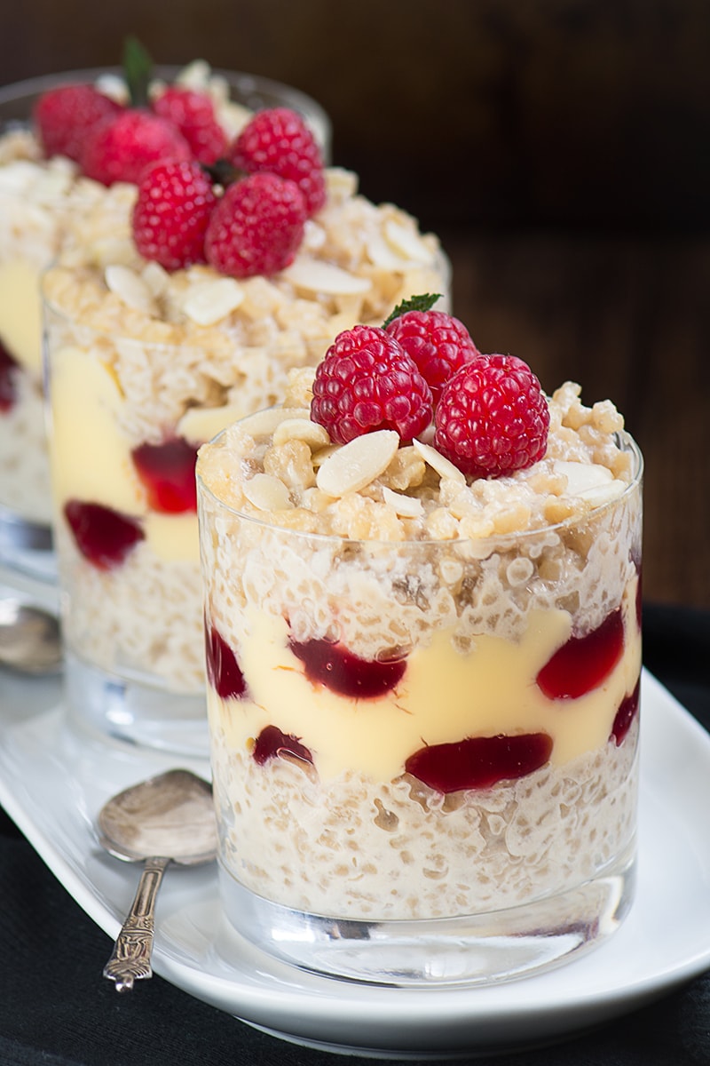  Rice Pudding Trifle - Two of my favourite desserts in one, creamy rice pudding served with custard and raspberry jam... and an unusual secret ingredient!