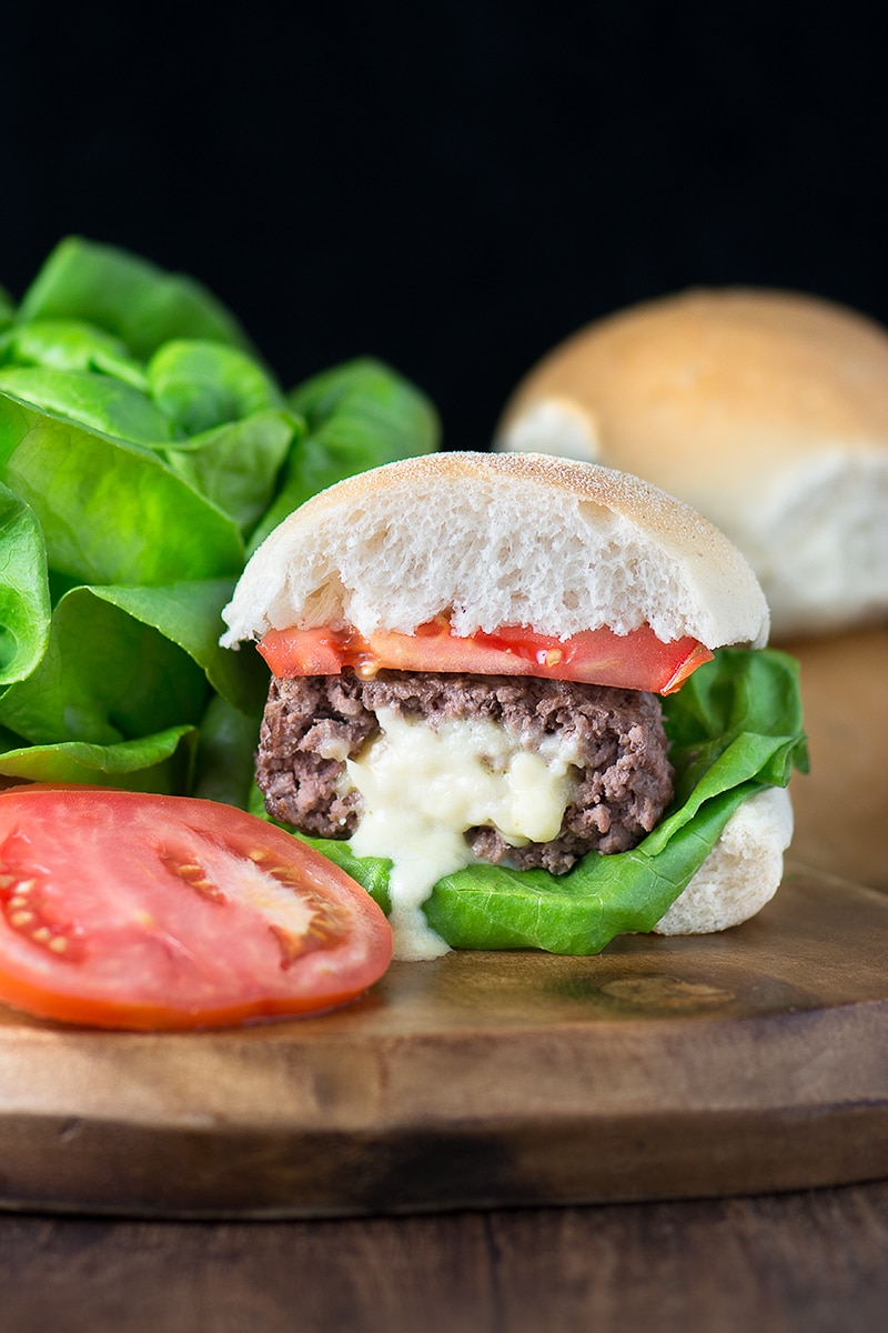 Liven up your BBQ with homemade cheese stuffed beef burgers, quick and easy to make and really delicious.