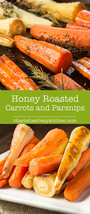 Honey roasted carrots and parsnips with rosemary and thyme - easy to prepare and delicious to eat. The perfect accompaniment to your roast dinner.