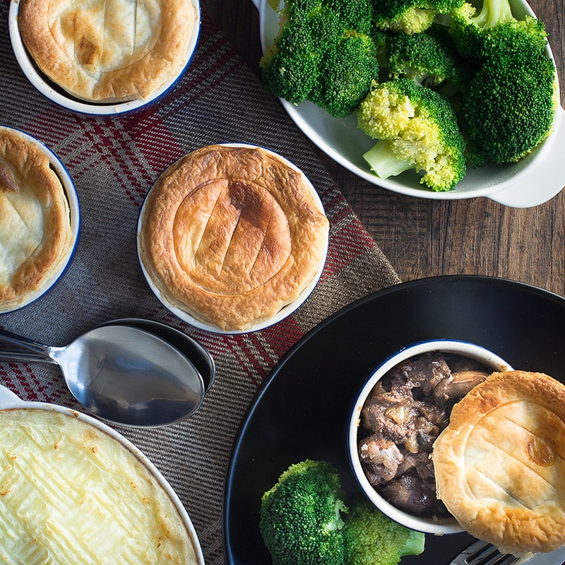 My super easy and really delicious steak and mushroom pie. Ready for the oven in just a few minutes, it's the perfect midweek dinner.