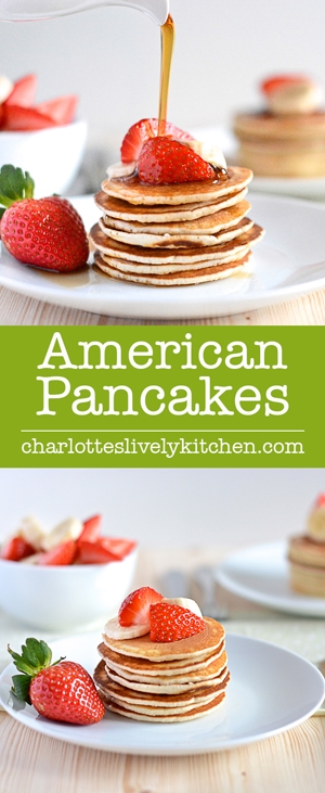 Fluffy, light american pancakes. Quick and easy to make and they taste delicious.