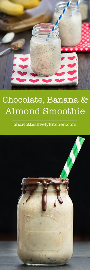 Chocolate, Banana & Almond Breakfast Cheesecake Smoothie - A quick, easy and ever so slightly indulgent breakfast smoothie that will keep you filled up until lunchtime.