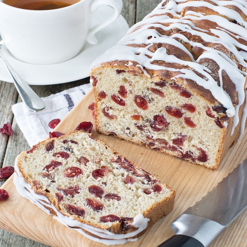 Spicy Chai Tea & Cranberry Ice Loaf - A family-sized iced bun packed full of plenty of Twinings Spicy Chai Tea-soaked cranberries.