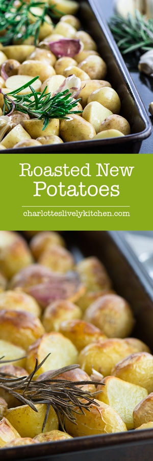 Roasted new potatoes with rosemary and garlic - Fluffy on the inside, crispy on the outside, really delicious and very simple to prepare.