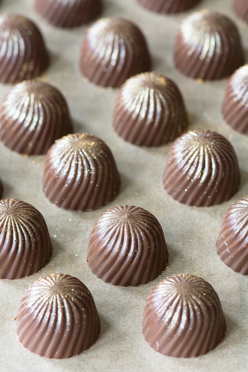 Delicious festive chocolates with a milk chocolate, mincemeat and brandy truffle filling.