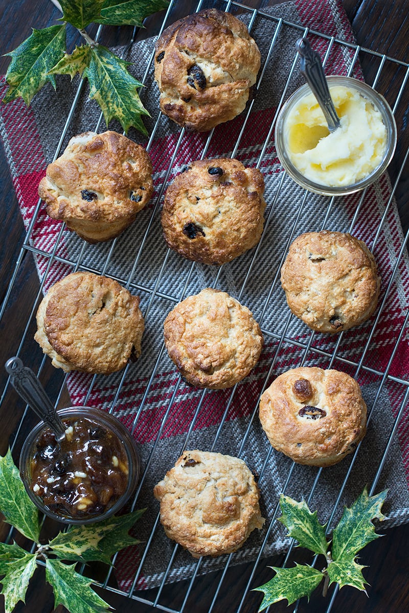 Christmas scones - brandy scones with mincemeat and marzipan. A festive twist on a classic afternoon tea treat.