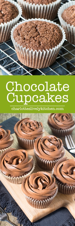 These chocolate cupcakes are easy to make and taste delicious. They get their extra chocolate-y flavour from both cocoa powder and grated milk chocolate. Perfect topped with smooth chocolate buttercream.