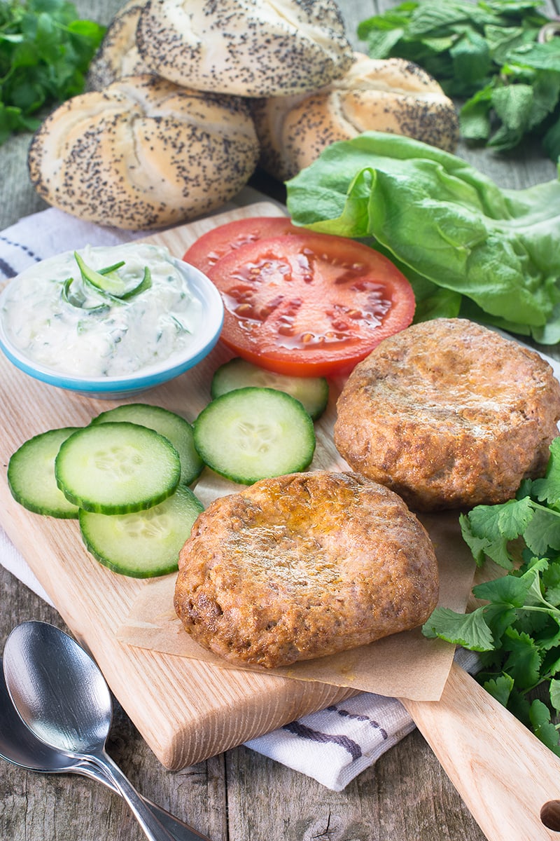 Spiced lamb burgers are so simple to make and packed full of flavour. Perfect for a quick and easy meal or BBQ served with cooling cucumber and mint raita.