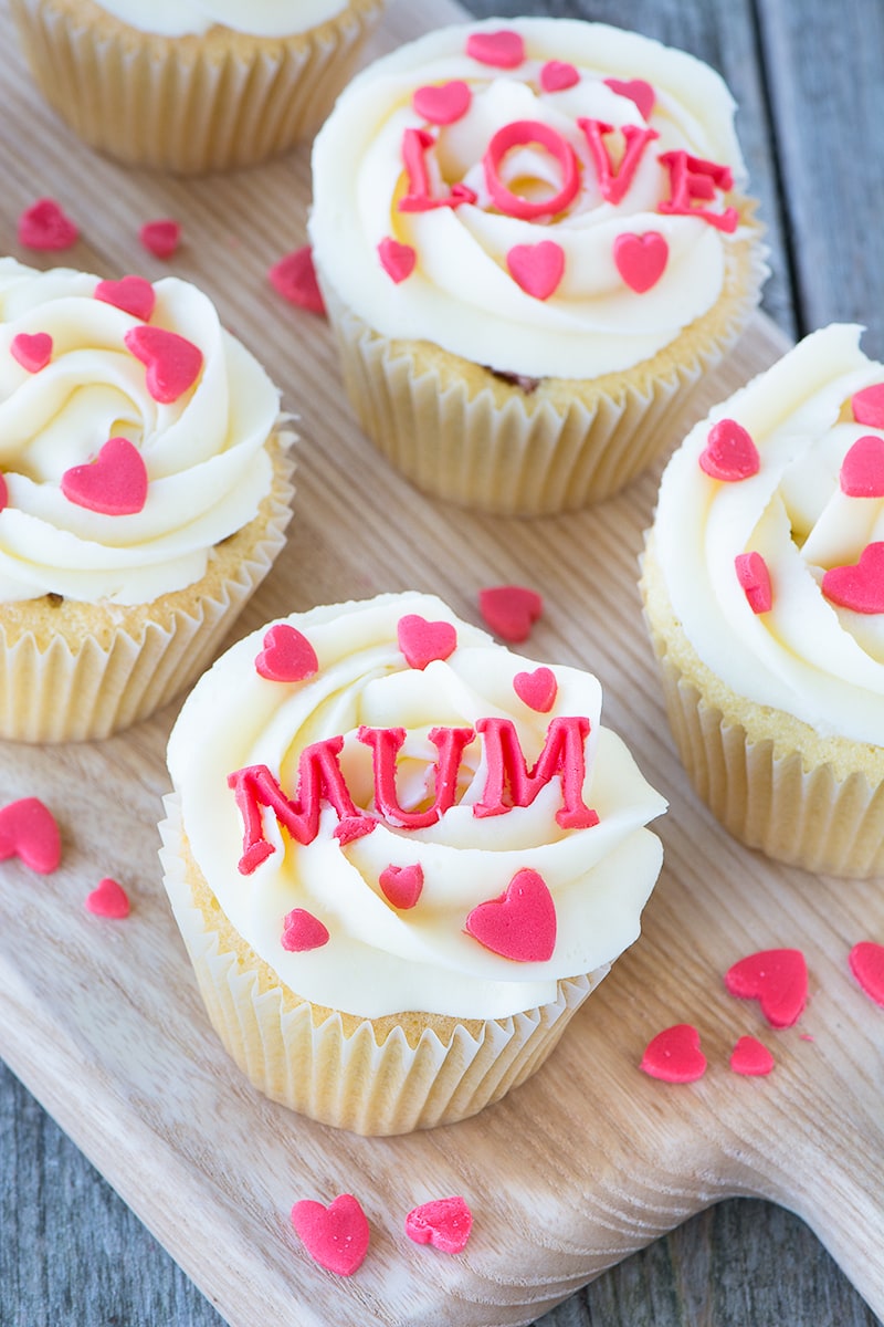 The perfect cake for someone you love - vanilla cupcakes with a hidden heart centre.