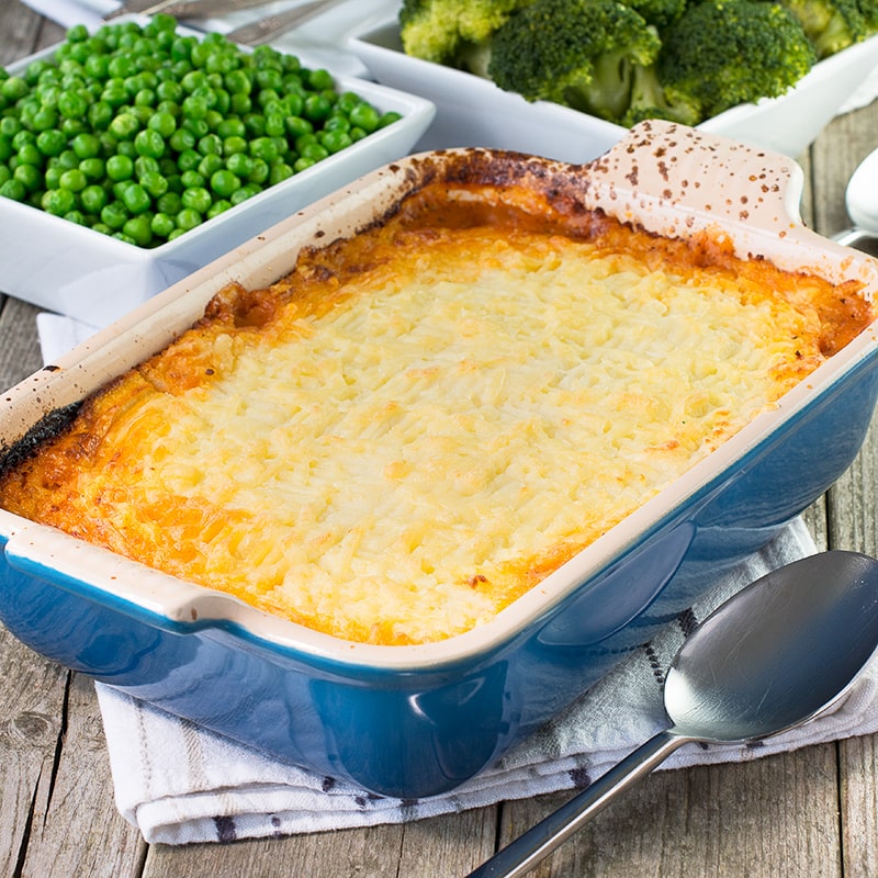 My take on a traditional Shepherd's pie with lamb mince, root vegetables and real ale, and topped with creamy mashed potato.