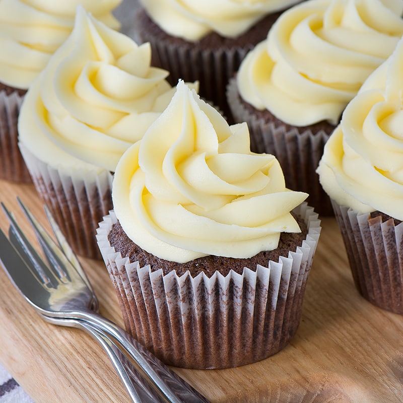 White chocolate buttercream, easy to make and perfect for piping onto cupcakes, layer cakes, macarons or special celebration cakes.