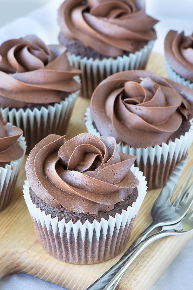 This dairy-free (and vegan) chocolate buttercream is so deliciously rich you'd never guess it doesn't contain any dairy. Perfect for topping my dairy-free chocolate cupcakes.