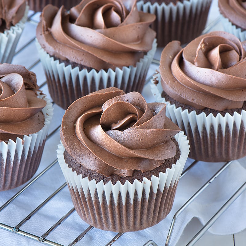 This dairy-free (and vegan) chocolate buttercream is so deliciously rich you'd never guess it doesn't contain any dairy. Perfect for topping my dairy-free chocolate cupcakes.