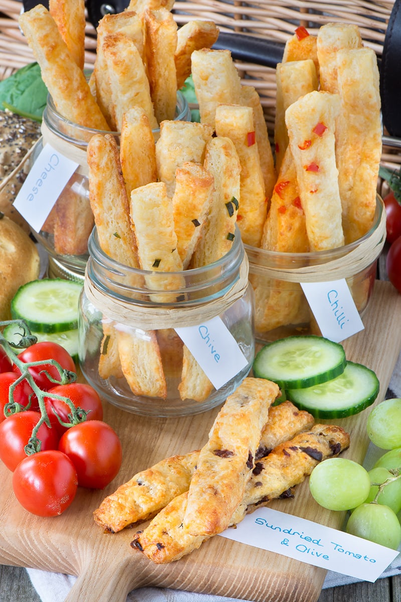 The best cheese straws you'll ever taste with homemade flaky pastry and delicious Comté cheese. Plus three extra flavours - chilli, chive and sun-dried tomato & olive.