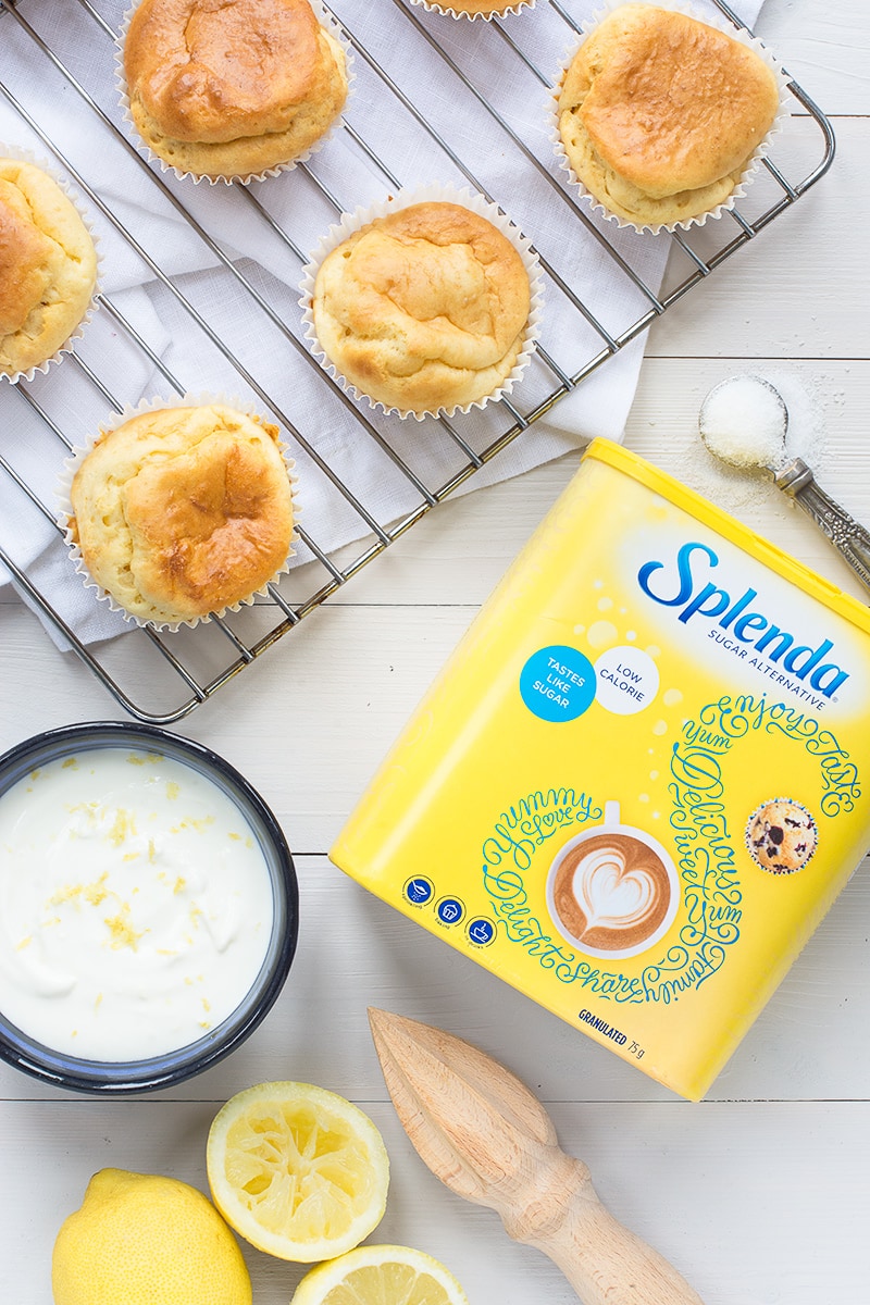Switching the sugar for SPLENDA in these cupcakes with lemon cream cheese frosting makes for a delicious, lower calorie treat. 