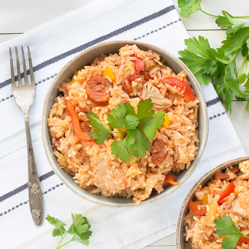 This homemade chicken jambalaya has a delicious, fresh flavour. Perfect for dinner any night of the week.