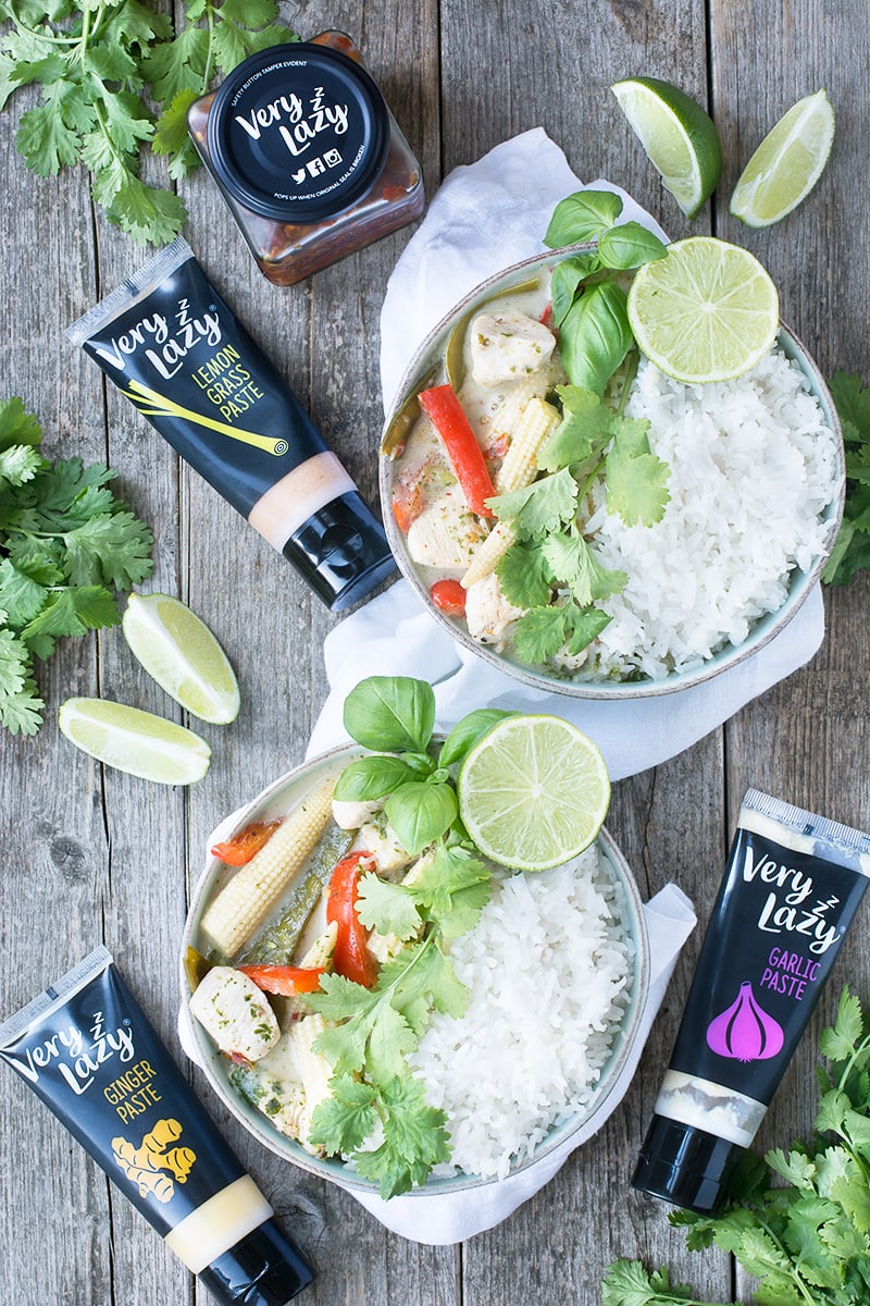 My quick version of a classic Thai Green Chicken Curry. Succulent chicken and crunchy vegetables in a fragrant coconut sauce. Absolutely delicious and ready in just 20 minutes.