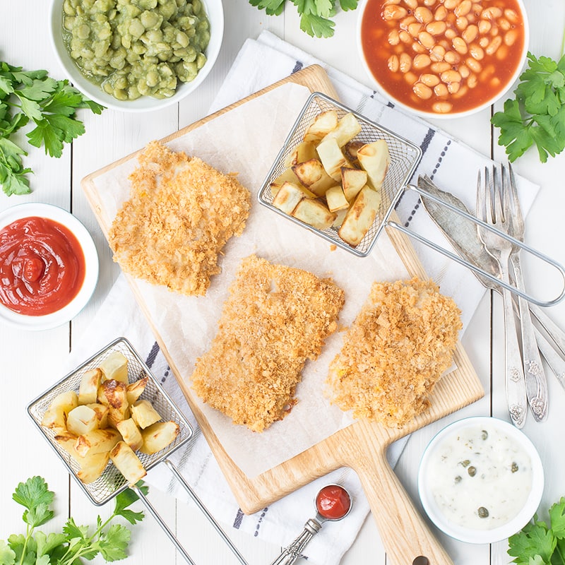 Delicious cod in a crispy lemon coating with soft, yet crunchy chips all made in one tray. The perfect way to celebrate the RNLI fish supper.