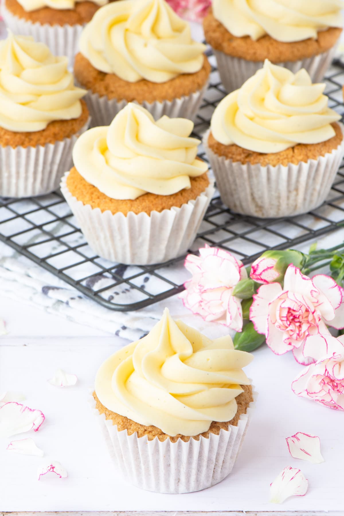 These vegan vanilla cupcakes are easy to make and taste delicious. No one would guess that they’re egg and dairy-free.