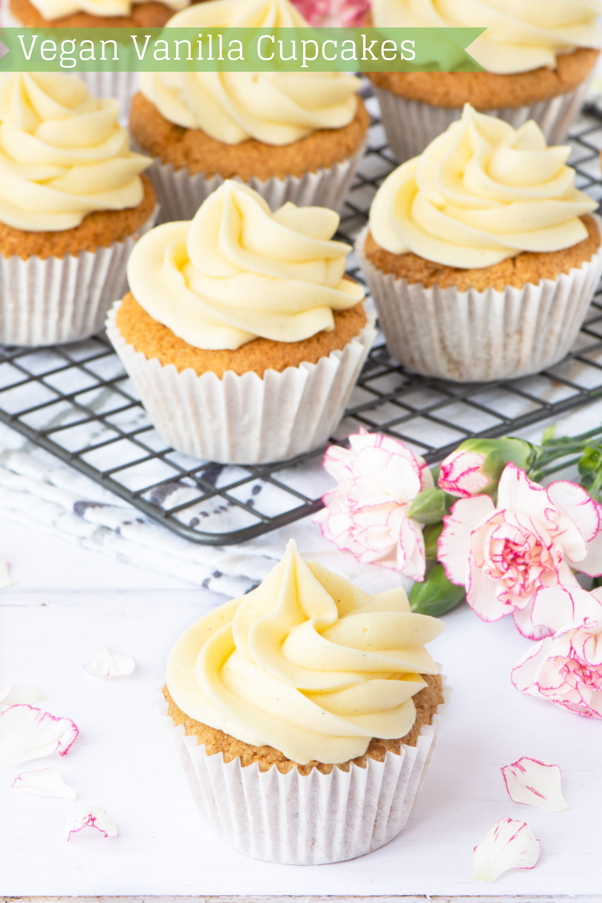 These vegan vanilla cupcakes are easy to make and taste delicious. No one would guess that they’re egg and dairy-free.