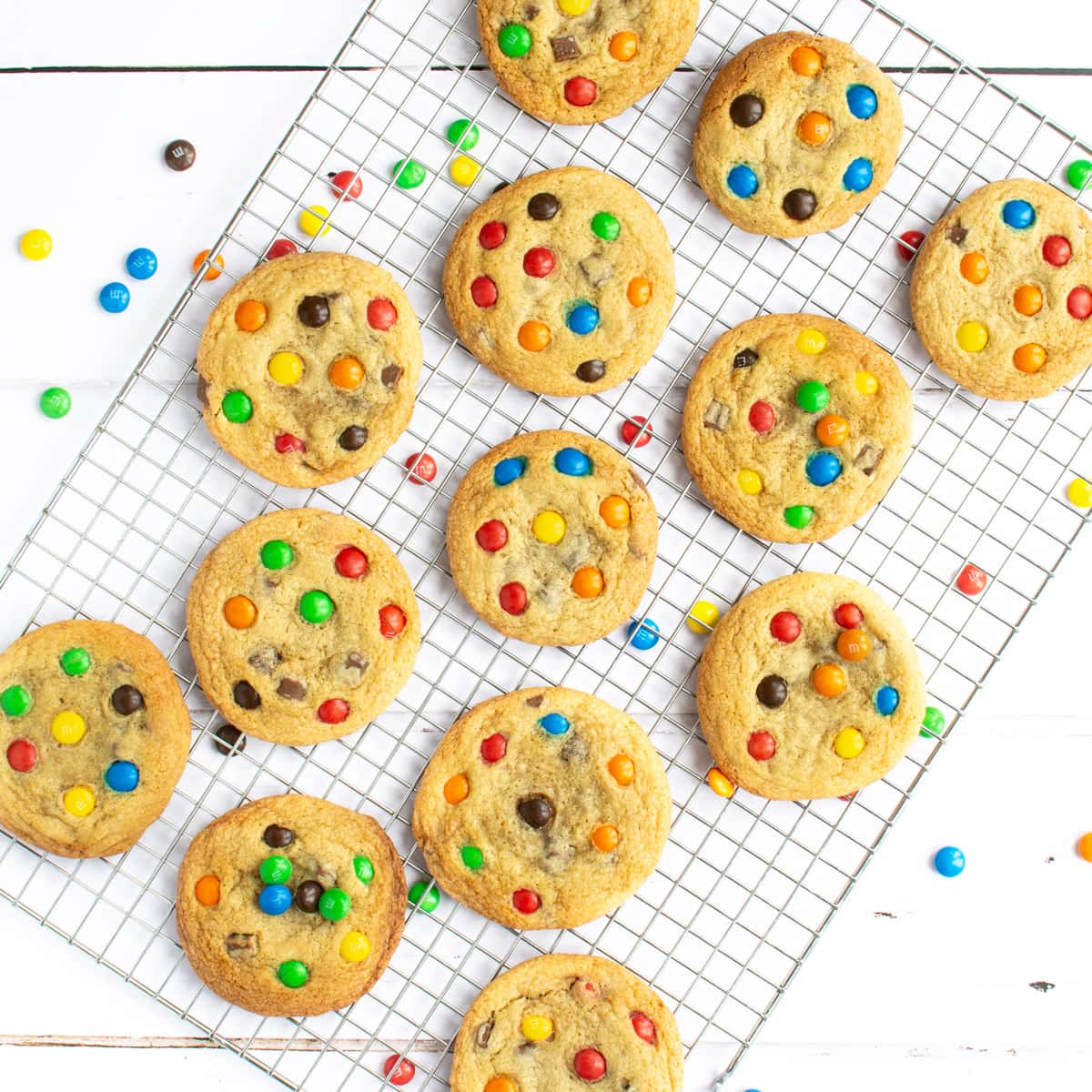 M&Ms Cookies - A twist on my classic chocolate chip cookies with added colour and crunch from M&Ms (or Smarties).