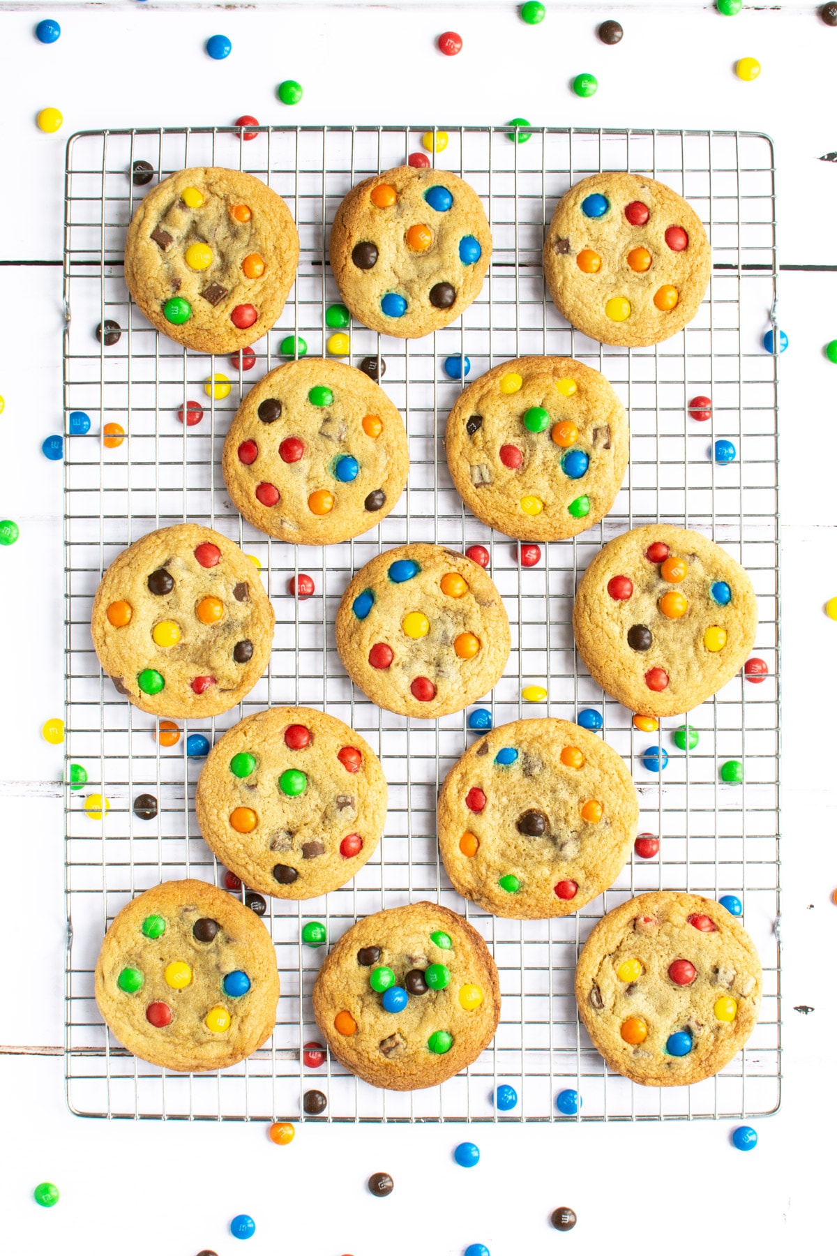 M&Ms Cookies - A twist on my classic chocolate chip cookies with added colour and crunch from M&Ms (or Smarties).
