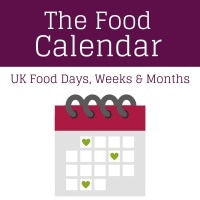 A cartoon calendar with the text The Food Calendar UK Food Days, Weeks and Months